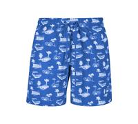 Badeshorts URBAN CLASSICS "Urban Classics Herren Pattern Swim Shorts", Herren, Gr. XXL, US-Größen, brightblau, weiß, 100% Polyester, Badehosen Badeshorts (78375038-XXL)