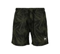Badeshorts URBAN CLASSICS "Urban Classics Herren Pattern Swim Shorts", Herren, Gr. XXL, US-Größen, palm, olive, 100% Polyester, Badehosen Badeshorts (88683855-XXL) palm, olive