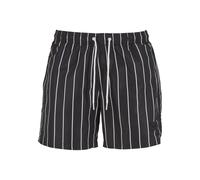 Badeshorts URBAN CLASSICS "Urban Classics Herren Stripe Swim Shorts", Herren, Gr. 3XL, US-Größen, schwarz-weiß (schwarz), 100% Polyester, Badehosen Badeshorts (89752019-XXXL) schwarz