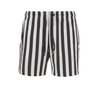 Badeshorts URBAN CLASSICS "Urban Classics Striped Seersucker Swim Shorts", Herren, Gr. 4XL, US-Größen, schwarz, sanftes weiß, 100% Polyester, Badehosen Badeshorts (12343328-4XL) schwarz, sanftes weiß