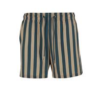 Badeshorts URBAN CLASSICS "Urban Classics Striped Seersucker Swim Shorts", Herren, Gr. XL, US-Größen, bottlegrün, unionbeige, 100% Polyester, Badehosen Badeshorts (27407147-XL) bottlegrün, unionbeige