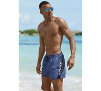 Badeshorts VENICE BEACH, Herren, Gr. L (52), N-Gr, blau (rauchblau), Microfaser, Recycling-Polyester, unifarben mit Farbeinsatz, Badehosen Badeshorts, mit großem Markenschriftzug (66754912-L) rauchbla