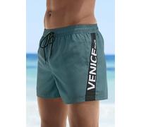 Badeshorts VENICE BEACH, Herren, Gr. M (50), N-Gr, grün, Microfaser, Recycling-Polyester, unifarben mit Farbeinsatz, Badehosen Badeshorts, mit großem Markenschriftzug (23891453-M) grün