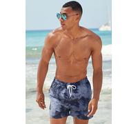 Badeshorts VENICE BEACH "Mat", Herren, Gr. S (46/48), N-Gr, blau (blau, marine), Microfaser, Microfaser, Recycling-Polyester, Badehosen Badeshorts, mit trendigem Batikdruck (19169700-S) blau, marine