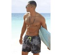 Badeshorts VENICE BEACH "Mat", Herren, Gr. XXL (58/60), N-Gr, grau (grau, schwarz), Microfaser, Microfaser, Recycling-Polyester, Badehosen Badeshorts, mit trendigem Batikdruck (13014800-XXL) grau, sch