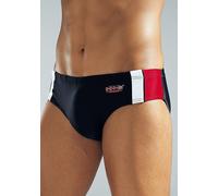Badeslip H.I.S, Herren, Gr. 6, N-Gr, weiß (schwarz, rot, weiß), Polyamid, Badehosen, mit Kontrasteinsätzen, Topseller (558922-6) schwarz, rot, weiß