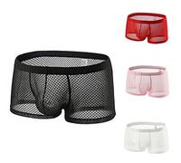 Badeslip Herren Sexy Boxershorts Transparente Unterwäsche Tief Sitzende Jockstrap Slip Hohle Dessous Atmungsaktiv Tanga für Party Clubwear Herren-Reizwäsche Unterwäsche Herren Fischnetz Unterhose