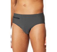 Badeslip SCHIESSER "Aqua", Damen, Gr. 6, N-Gr, 000, schwarz, Single Jersey, Obermaterial: 78% Polyamid, 14% Elasthan, 8% Polyester, Badehosen, mit kleiner RV-Tasche, Bindekordel am Bund, gestreift (10