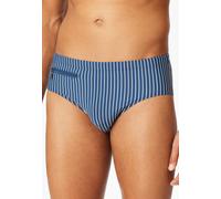 Badeslip SCHIESSER "Aqua", Damen, Gr. 7, N-Gr, 800, blau, Single Jersey, Obermaterial: 78% Polyamid, 14% Elasthan, 8% Polyester, Badehosen, mit kleiner RV-Tasche, Bindekordel am Bund, gestreift (41402