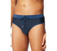 Badeslip SCHIESSER "Aqua", Herren, Gr. 6, N-Gr, 804, blau, Single Jersey, Obermaterial: 82% Polyamid, 18% Elasthan, Badehosen, kontrastfarbener Bund mit Kordel (33569639-6) 804, blau