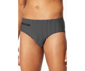 Badeslip SCHIESSER "Aqua", Herren, Gr. 7, N-Gr, 000, schwarz, Single Jersey, Obermaterial: 78% Polyamid, 14% Elasthan, 8% Polyester, Badehosen, mit kleiner RV-Tasche, Bindekordel am Bund, gestreift (1