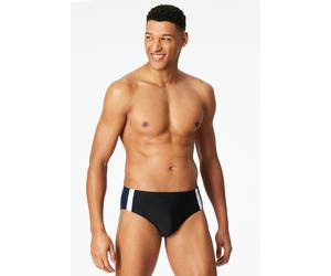 Badeslip SCHIESSER "Aqua", Herren, Gr. 8, N-Gr, schwarz (000, schwarz), Single Jersey, Obermaterial: 82% Polyamid, 18% Elasthan, Badehosen, Bund mit Kordel, seitliche Kontraststreifen (48190058-8) 000