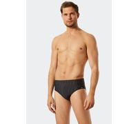Badeslip SCHIESSER "Nautical Casual", Herren, Gr. 6, N-Gr, schwarz (000, schwarz), Gewirkt, Baumwolle, Elasthan, unifarben mit Farbeinsatz, Badehosen, mit weißen Streifen (15763801-6) 000, schwarz