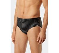 Badeslip SCHIESSER "Nautical Casual", Herren, Gr. 7, N-Gr, schwarz (000, schwarz), Gewirkt, Baumwolle, Elasthan, unifarben mit Farbeinsatz, Badehosen, mit weißen Streifen (15763801-7) 000, schwarz