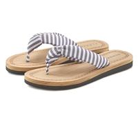 Badezehentrenner ELBSAND Gr. 35, grau (hellgrau, gestreift) Damen Schuhe Dianette Strandschuhe Sandale, Pantolette, Badeschuh ultraleicht VEGAN (18333939-35)