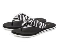Badezehentrenner LASCANA Gr. 39, schwarz-weiß (schwarz, weiß) Damen Schuhe Zehentrenner Strandschuhe Sandale, Pantolette, Badeschuh ultraleicht mit softem Band VEGAN (50407226-39)