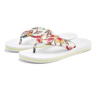 Badezehentrenner LASCANA "Sandale, Pantolette", Damen, Gr. 42, weiß (weiß geblümt), Obermaterial: 100% Textilmaterial. Decksohle: 100% Synthetik. Laufsohle: 100% Synthetik, gemustert, Schuhe, Zehentre