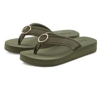 Badezehentrenner LASCANA "Sandale, Badeschuh, Pantolette, Badelatsche, Flip Flop, Sommerschuh", Damen, Gr. 37, grün (oliv), Obermaterial: 100% Textilmaterial. Decksohle: 100% Synthetik. Futter: 100% T