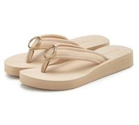 Badezehentrenner LASCANA "Sandale, Badeschuh, Pantolette, Badelatsche, Flip Flop, Sommerschuh", Damen, Gr. 37, cremefarben, Obermaterial: 100% Textilmaterial. Decksohle: 100% Synthetik. Futter: 100% T