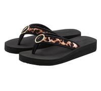 Badezehentrenner LASCANA Gr. 44, schwarz (schwarz, leo) Damen Schuhe Strandschuhe Sandale, Pantolette, Badeschuh mit Ringapplikation "Italy" VEGAN (68141124-44)
