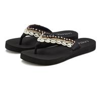 Badezehentrenner LASCANA "Sandale, Badeschuh, Pantolette, Badelatsche, Flip Flop, Sommerschuh", Damen, Gr. 44, schwarz, Obermaterial: 100% Synthetik. Decksohle: 100% Synthetik. Futter: 100% Textilmate