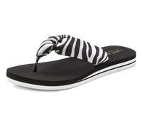 Badezehentrenner LASCANA Gr. 39, schwarz-weiß (schwarz, weiß) Damen Schuhe Zehentrenner Strandschuhe Sandale, Pantolette, Badeschuh ultraleicht mit softem Band VEGAN (50407226-39)