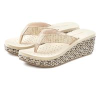 Badezehentrenner VENICE BEACH "Sandale, Badeschuh, Sommerschuhe, Badelatsche, Flip Flop, Badeschlappe", Damen, Gr. 37, beige, Obermaterial: 100% Textilmaterial. Decksohle: 100% Synthetik. Futter: 100%