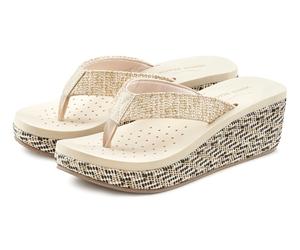 Badezehentrenner VENICE BEACH "Sandale, Badeschuh, Sommerschuhe, Badelatsche, Flip Flop, Badeschlappe", Damen, Gr. 41, beige, Obermaterial: 100% Textilmaterial. Decksohle: 100% Synthetik. Futter: 100%