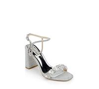 Badgley Mischka Damen Tanisha Block Heel Sandale mit Absatz, Silber, 39 EU