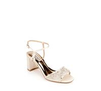Badgley Mischka Women's Blaine Heeled Sandal, Elfenbeinfarbenes Satin, 40 EU