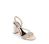 Badgley Mischka Women's Naomi Heeled Sandal, Champagne Textile, 41-42 EU