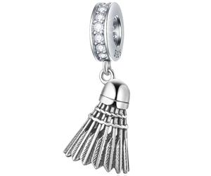 Badminton Sport Anhänger Charms, 925 Sterling Silber funkelnd CZ Kompatibel mit Pandora Anhänger Armband Halskette, Geburtstag Geschenke für Frauen/Ehefrau/Mutter/Schwester