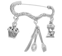 Bäckerbrosche Silber aus Zinklegierung für Schürzen, Weihnachten Feier | Dekorative Anstecknadel, Resistentes Design, Sammlerstück für Backparty, Passend für Pullover