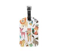 Bär Löwe Fuchs Kuh Kofferanhänger Leder Gepäck Koffer-Tags Gepäckanhänger Ausweisetikett Name Adresse Nachricht Tags für Reise(2Stück)