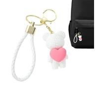 Bär-Schlüsselanhänger, niedlicher Bären-Motiv, mit Herz-Motiv, Mini-Rucksack, Schlüsselanhänger, -Bär-Ornamente, Partygeschenke, Geldbörsen-Taschen-Charm-Anhänger, weiß, Refer to description