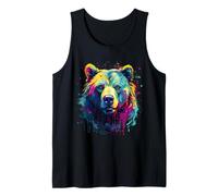 Bär Splash Portrait Motiv Wald Kunstwerk Tierliebhaber Tank Top