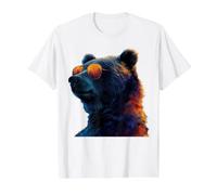 Bär trägt Sonnenbrille Wildlife Forest Bear Animal Lover Preisgünstiges Grafik-T-Shirt, Herren, Weiß, L