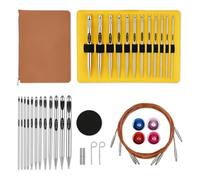 Baeroprki Tunesisches Häkelnadel-Set mit Kabel, 6-Aluminium, Austauschbare Häkelnadeln, 3 mm - 10 mm Lange Häkelnadeln