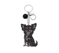 Baesics® Schlüsselanhänger 3D Chihuahua Schwarz aus Acetat, Haptisches Design zum Fühlen, handgefertigt, Hochwertiger Begleiter & Geschenkidee, Statement-Piece für Tasche & Schlüssel, Taschenanhänger