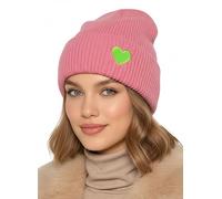 Baesics Wintermütze Pink mit Herz Damen Herren Unisex, weiche kuschelige Strickmütze Beanie, elastisch und warm, One Size für Herbst und Winter, Alltag und Outdoor, Geschenk Frauen Männer