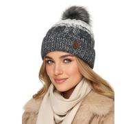 Baesics Wintermütze Schwarz mit Zopfmuster Damen Herren - Gefütterte Bommelmütze mit Kunstfell Pompon, Strickmütze Beanie Stil, Made in EU, One Size, Warm & Elastisch mit Fleecefutter