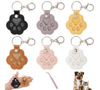 Bafiwu Schlüsselanhänger Leder für Tierhaare Erinnerung, Schlüsselring mit Pfote Design, Erinnerung Hund Geschenk für Hundebesitzer Andenken An Verstorbene Katze für Katzenliebhaber (6 Stück)
