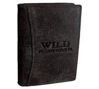 Bag Street Geldbörse Herren Geldbeutel rustikal Hochformat Rind-Leder Börse Wild 5500 (Schwarz)
