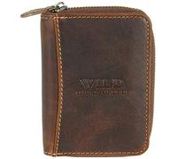 BAG STREET INTERNATIONAL Kleine Herren Geldbörse - Echt-Leder Geldbeutel mit Reißverschluss - Braun - WILD Things ONLY!!!