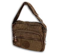 Bag Street leichte Nylon Tasche Damenhandtasche Schultertasche braun