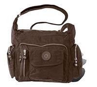 Bag Street Nylon Tasche Damenhandtasche Schultertasche braun 30x15x22