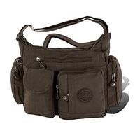 Bag Street Schultertasche Nylon Modische Umhängetasche Crossover Braun 2219