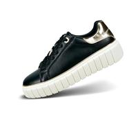 BAGATT TT Damen Low-Top Sneaker, Frauen Schnürer,straßenschuhe,Strassenschuhe,lace-up Shoes,Low-tie,Halbschuhe,Black/Gold (1051),38 EU/EU UK