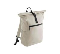 BagBase Athlux Roll-Top-Rucksack, schwarz, wasserabweisend, mit 40,6 cm (16 Zoll) gepolstertem Laptop-Fach, Roll-Top-Clip-Verschluss, Netz-Seitentaschen und reflektierenden Details, hergestellt für