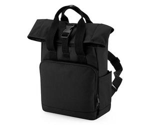 BagBase Recycled Mini Twin Handle Roll-Top Backpack Rucksack und Handtasche Schwarz